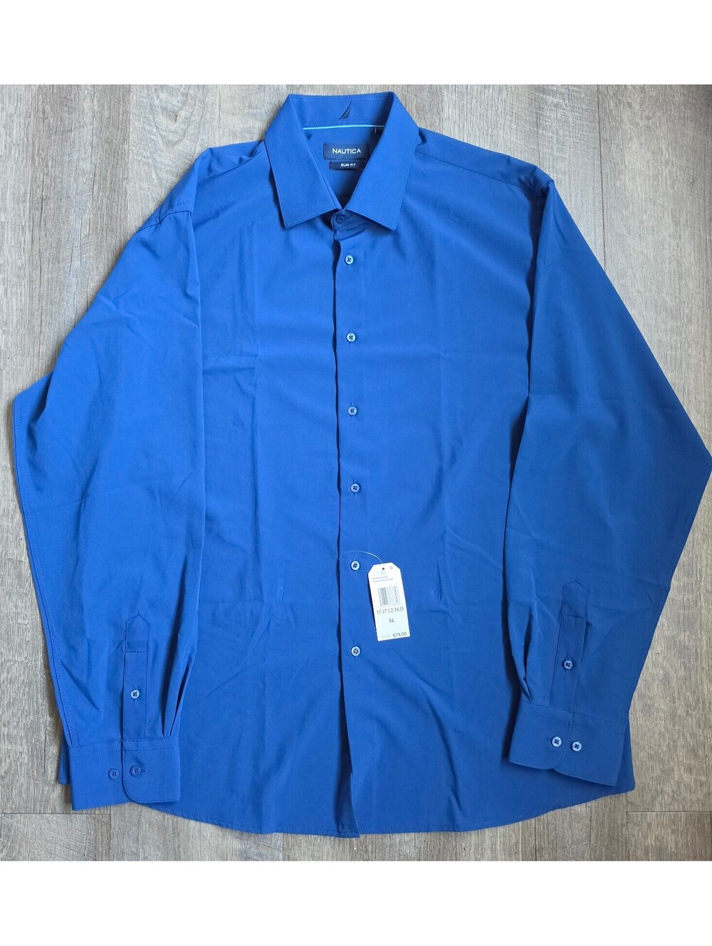 Nautica Men's Slim Fit Dress Shirt XL Blue